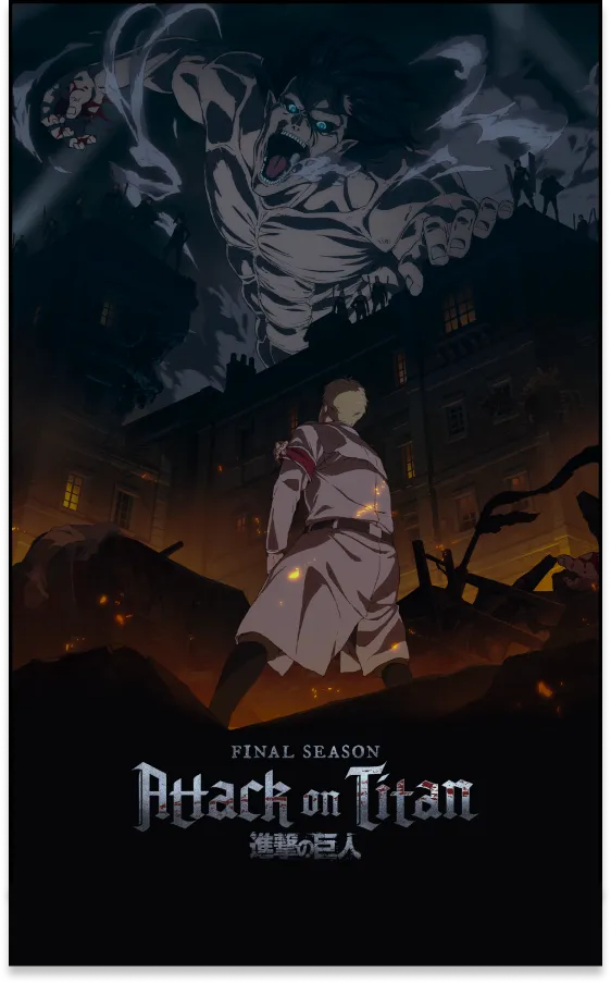 Affiche publicitaire de l'animé L'attaque des titans